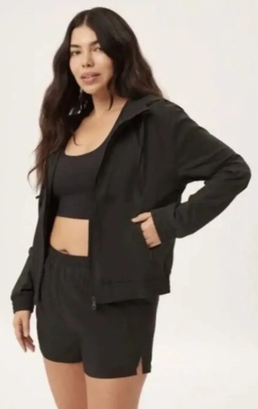 Girlfriend Collective Black Summit Lightweight Full-Zip Hooded Jacket Medium